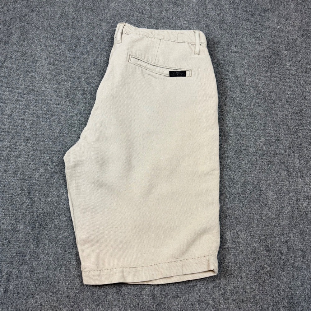 7 For All Mankind Mens Chino Shorts Size 34 Tan Beige Lyocell Linen Blend